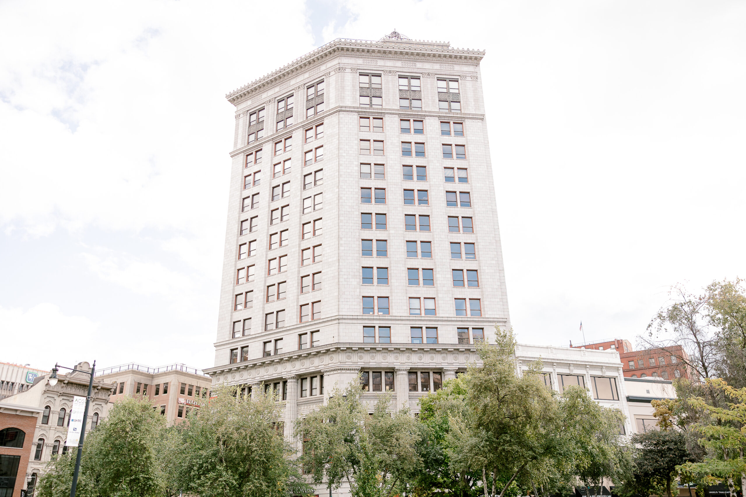 a city building known as McKay tower sitting in the middle of downtown Grand Rapids, Michigan
