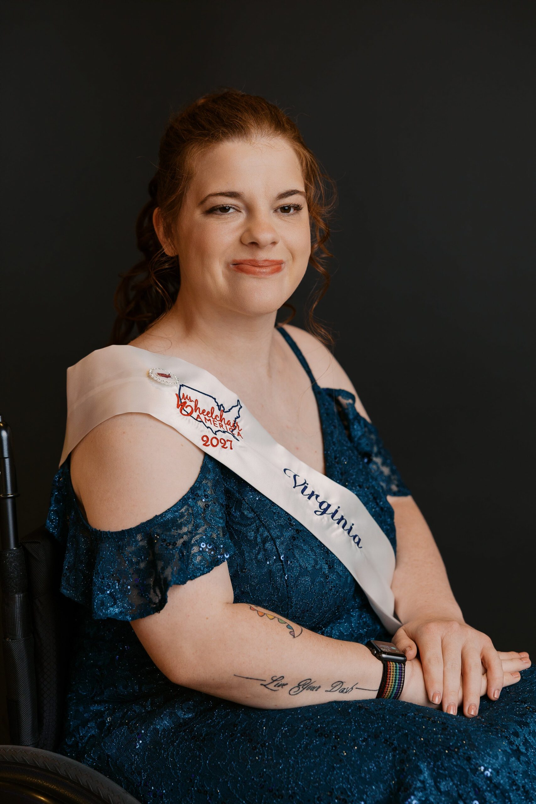 Alyssa Brown, Ms. Wheelchair Virginia, seated in her wheelchair for her Ms. Wheelchair America 2027 delegate portrait