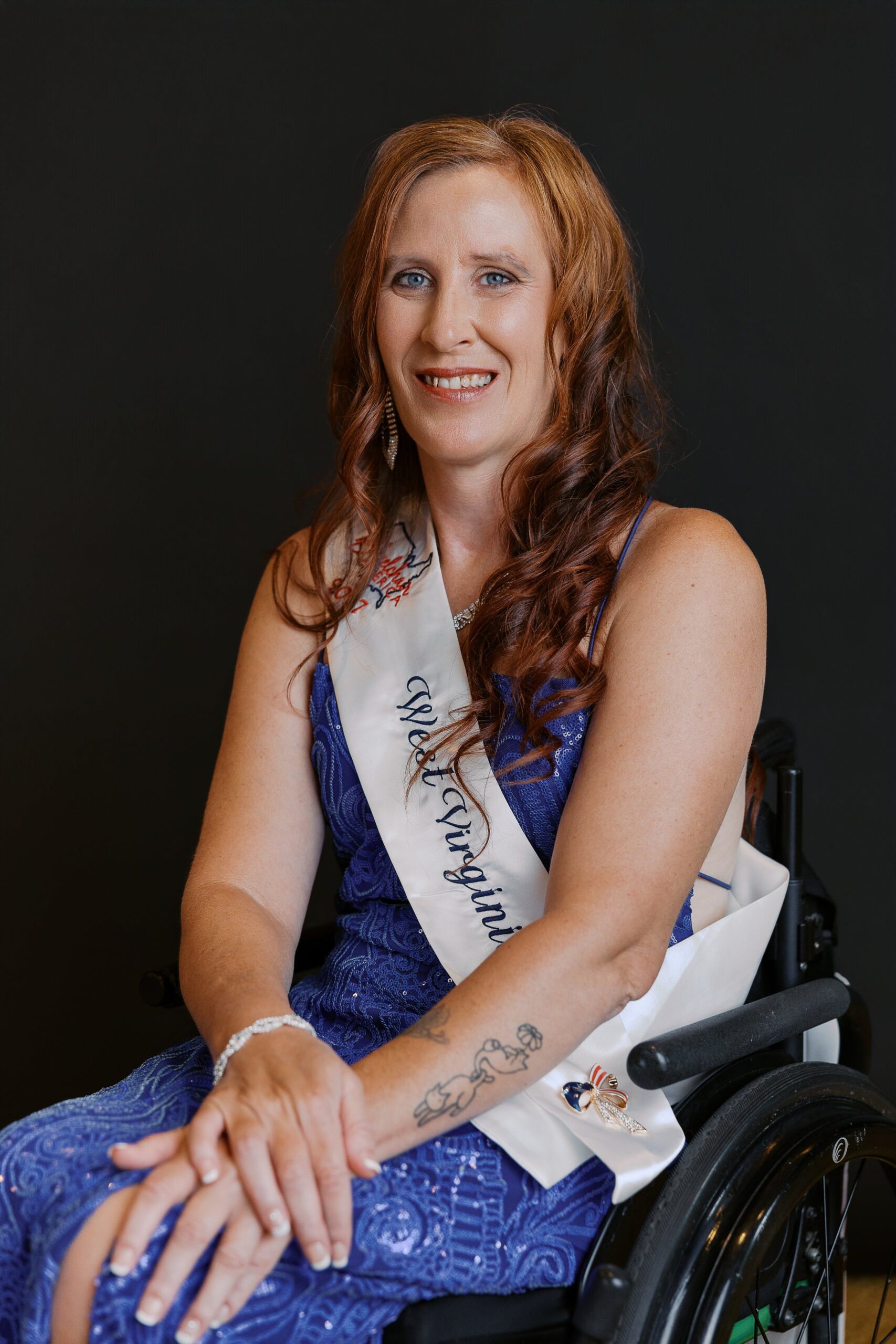 Heather Gillespie, Ms. Wheelchair West Virginia, seated in her wheelchair for her Ms. Wheelchair America 2027 delegate portrait