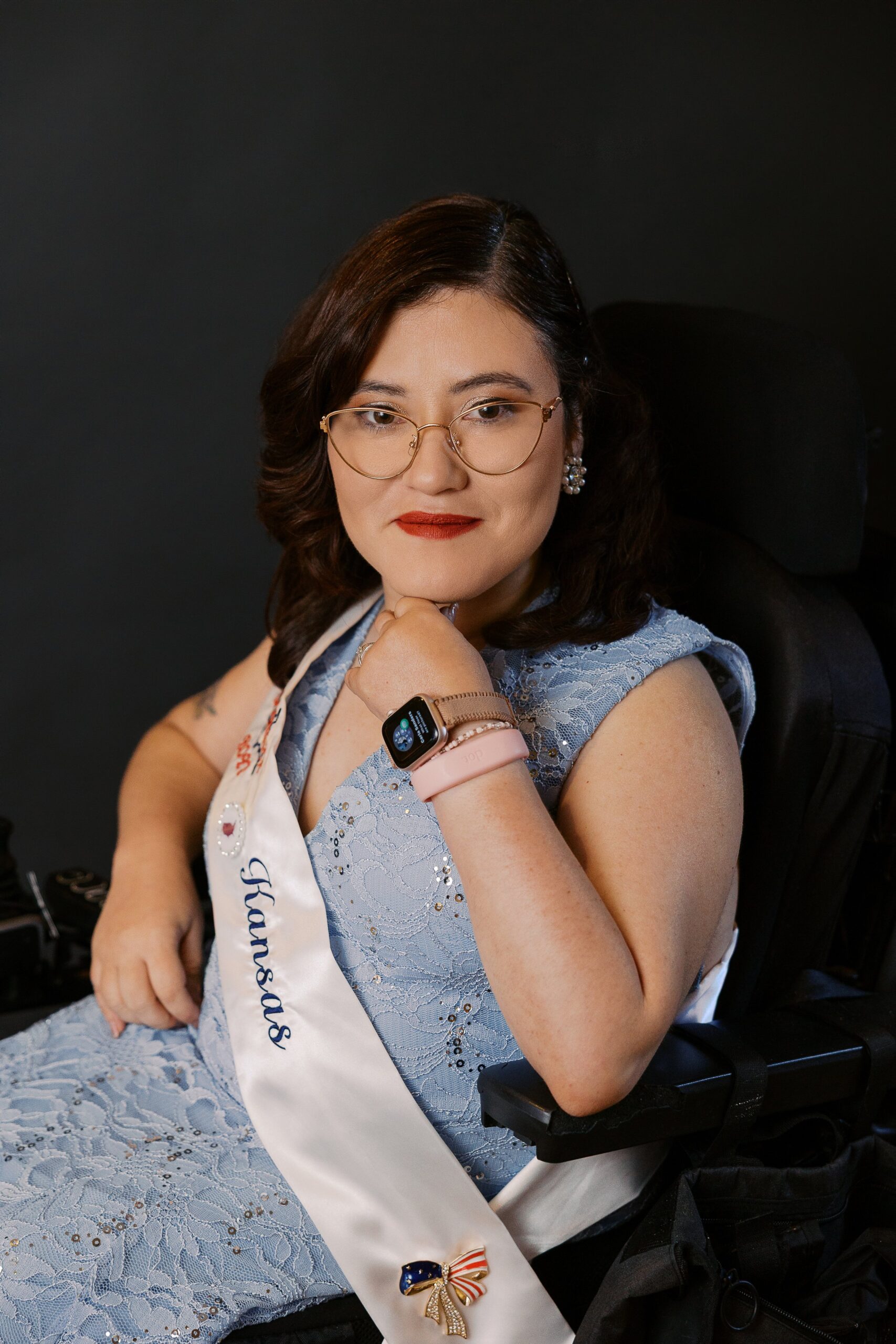 Magda Carlos-Trevino, Ms. Wheelchair Kansas, seated in her wheelchair for her Ms. Wheelchair America 2027 delegate portrait