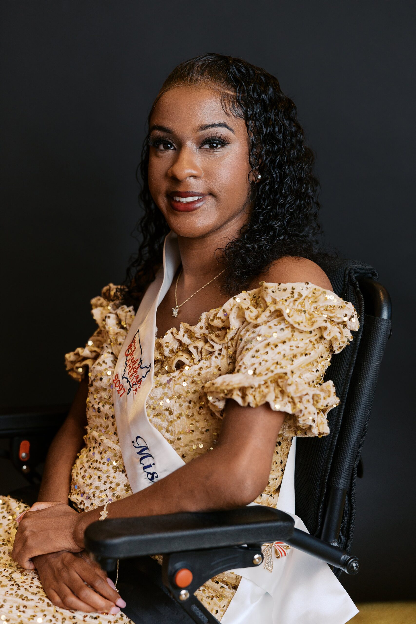Daraneisha Stewart, Ms. Wheelchair Mississippi, seated in her wheelchair for her Ms. Wheelchair America 2027 delegate portrait