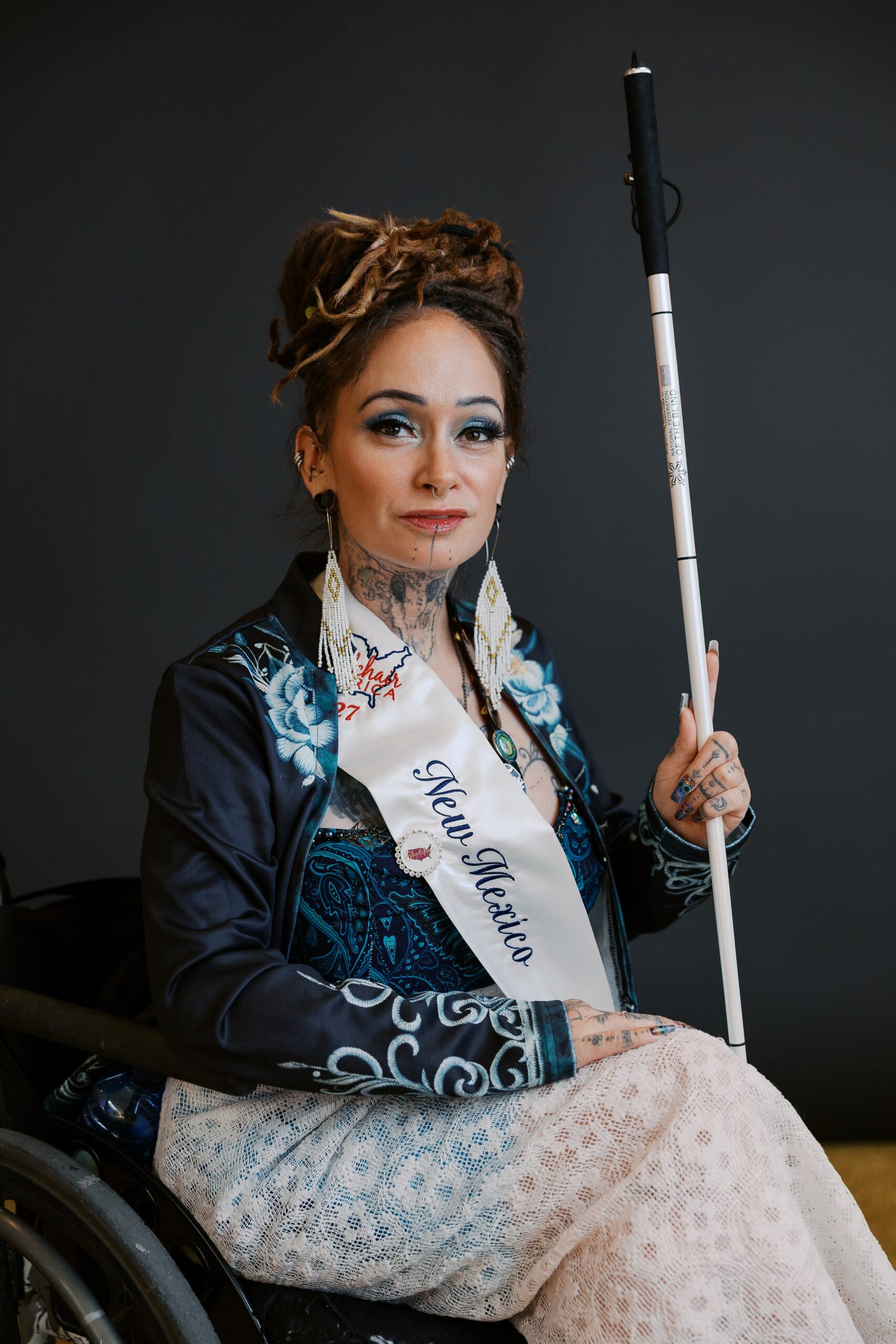 October Ramirez, Ms. Wheelchair New Mexico, seated in her wheelchair for her Ms. Wheelchair America 2027 delegate portrait
