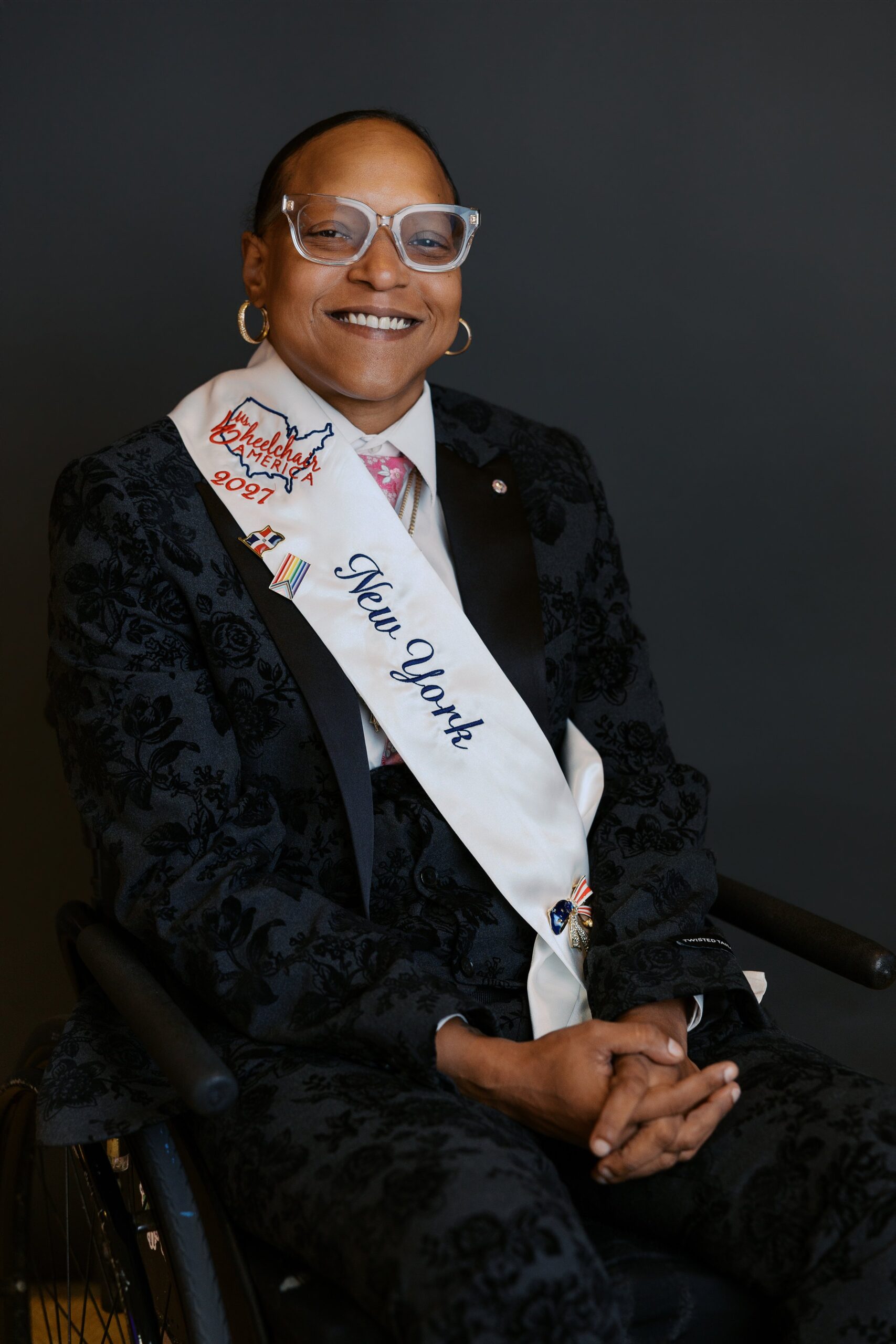 Gesy Duran, Ms. Wheelchair New York, seated in her wheelchair for her Ms. Wheelchair America 2027 delegate portrait